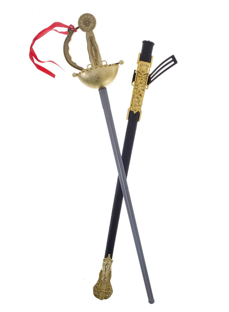 Zorro Sword Black & Gold Zorro Costume Sword & Scabbard
