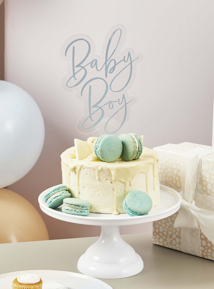 Baby Boy 20cm Blue Acrylic Cake Topper — Lifestyle Image