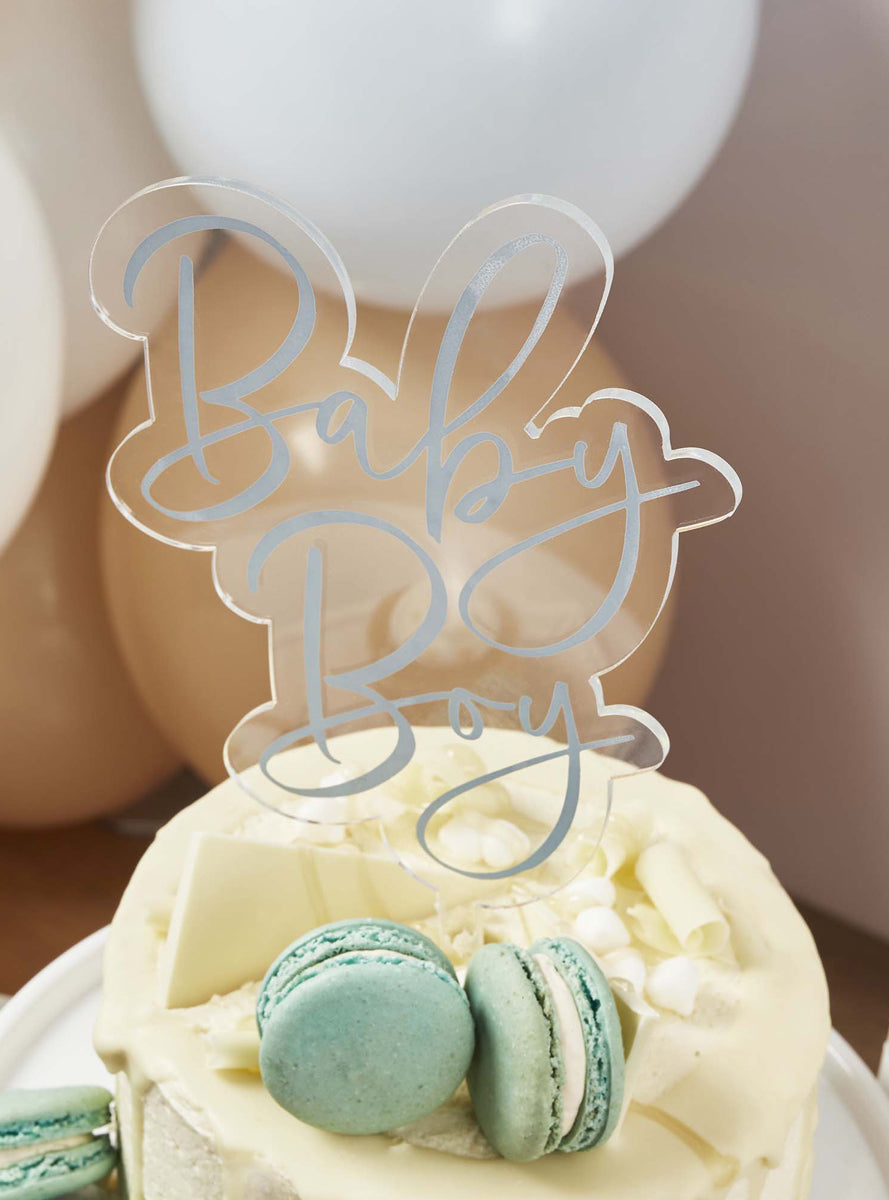 Baby Boy 20cm Blue Acrylic Cake Topper — Main Image