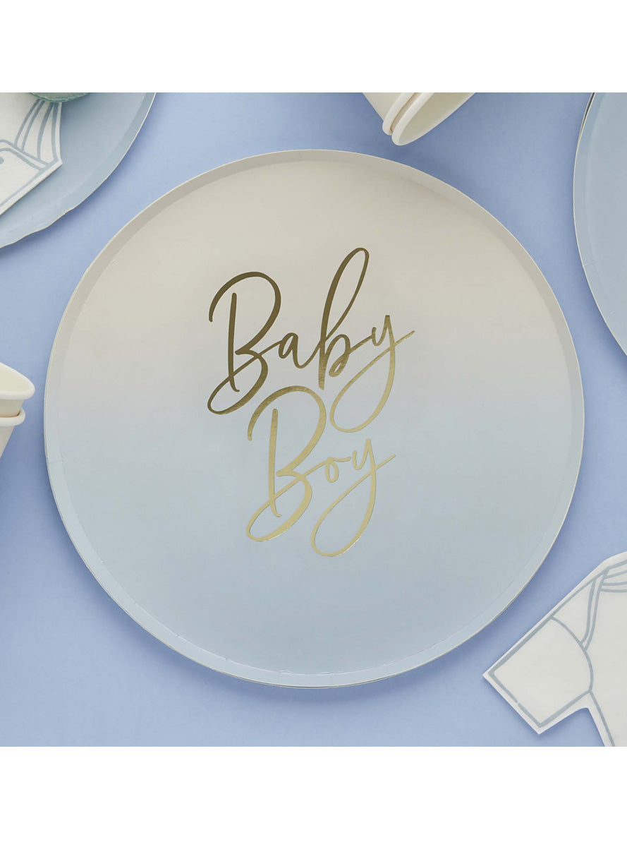 Baby Boy Blue 8 Pack 23cm Paper Plates – Lifestyle Image
