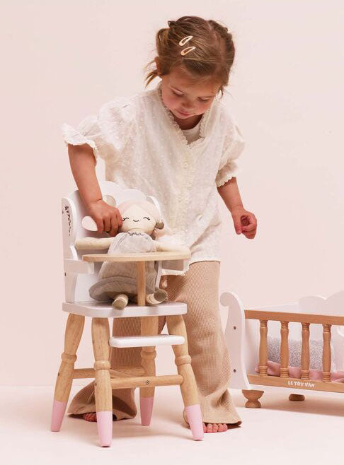 Baby Doll Wooden High Chair Toy - Lifestyle Image 1