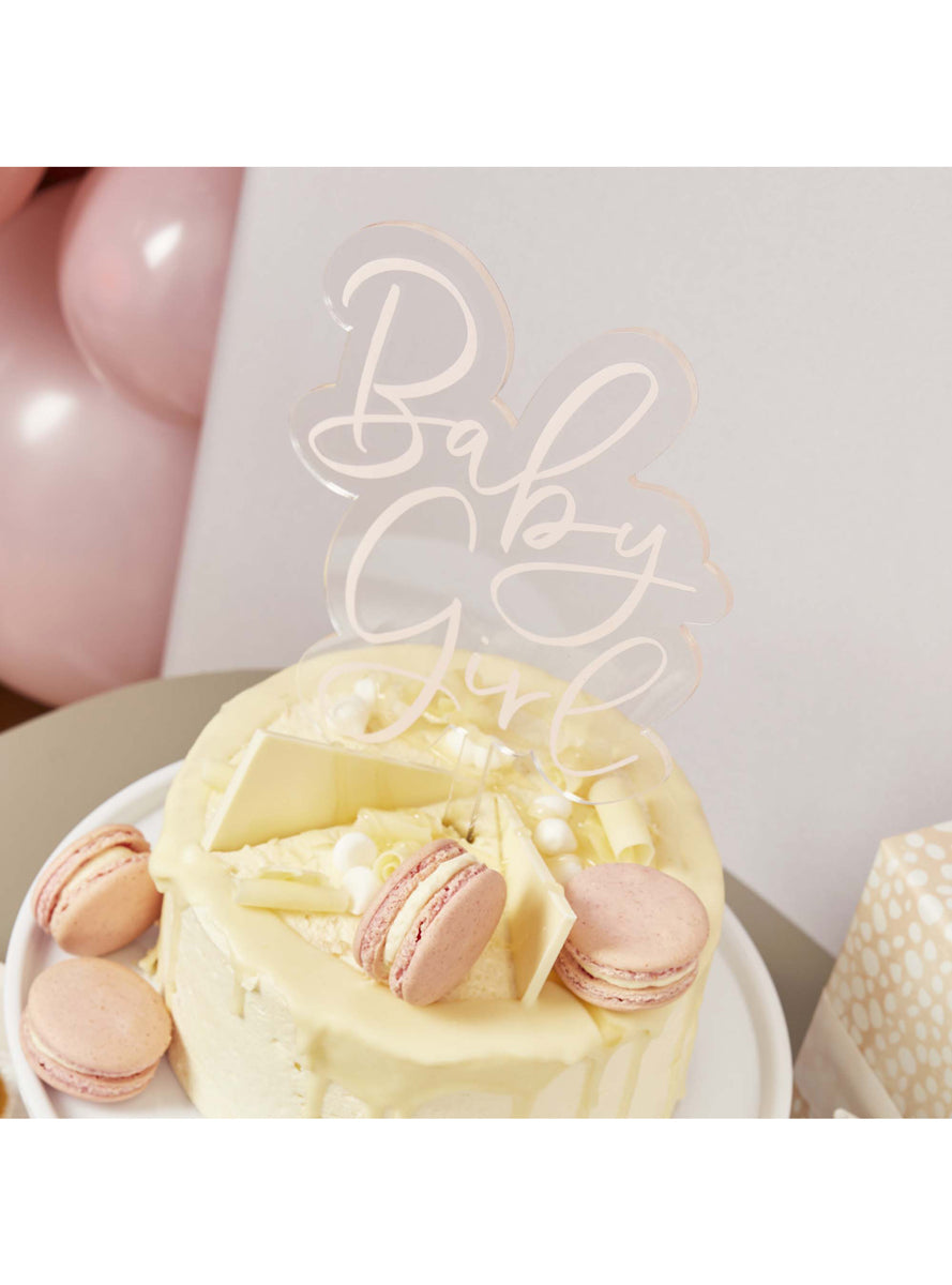 Baby Girl 20cm Pink Acrylic Cake Topper — Main Image