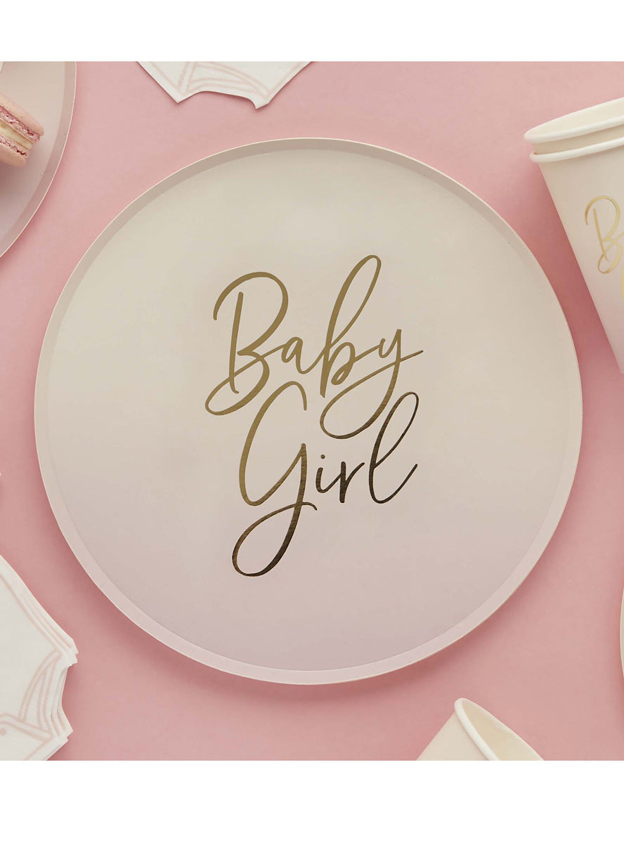 Baby Girl Pink 8 Pack 23cm Paper Plates – Lifestyle Image