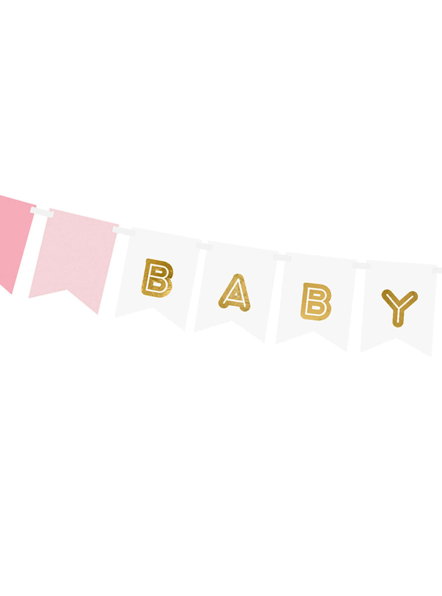 Baby Girl Pink And White Baby Shower Bunting — Close Image