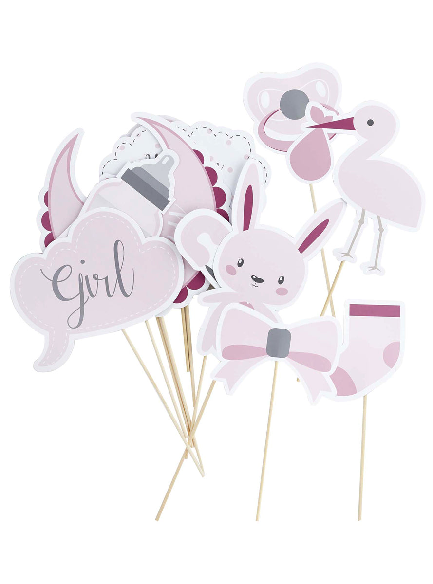 Baby Shower 13 Pack Pink Photo Booth Props - Main Image