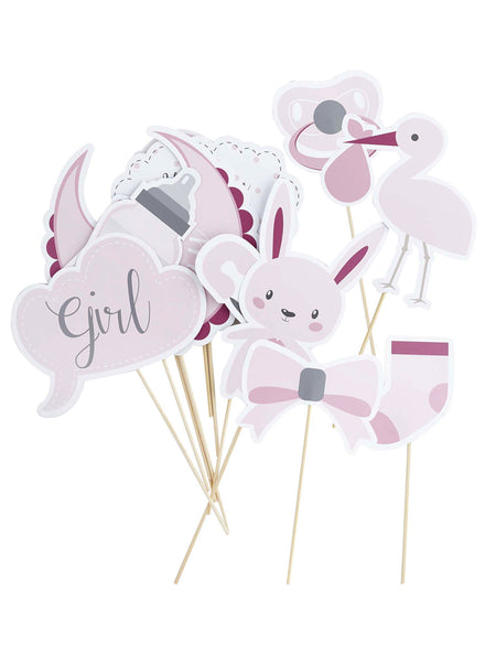 Baby Shower 13 Pack Pink Photo Booth Props - Main Image