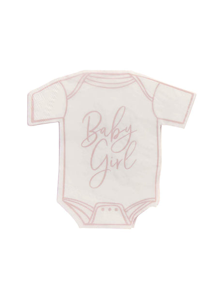 Baby Shower 16 Pack Pink Onesie Shaped Napkins — Main Image