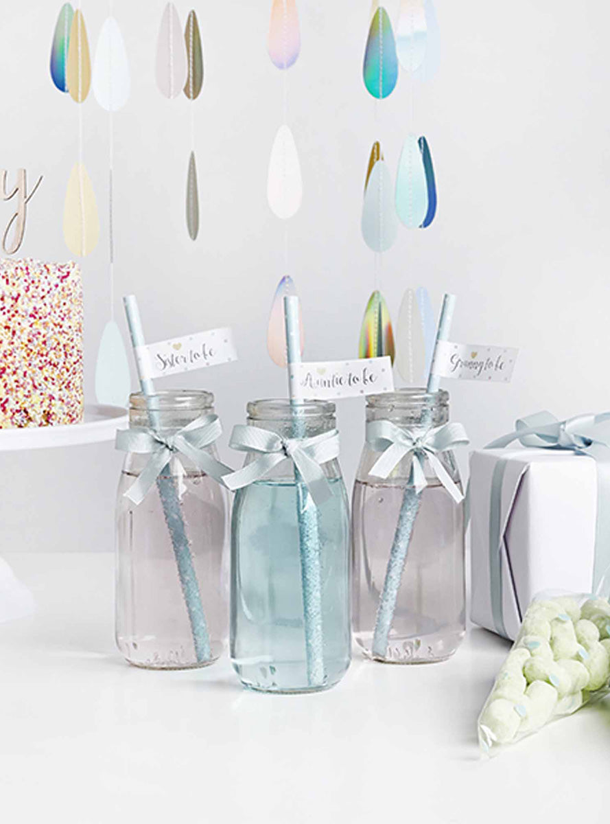 Baby Shower 20 Pack Paper Straws with Flags - Main Image
