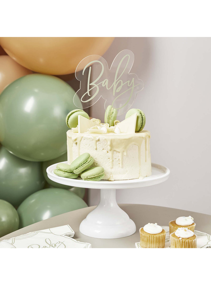 Baby Shower 20cm Sage Green Cake Topper — Lifestyle Image