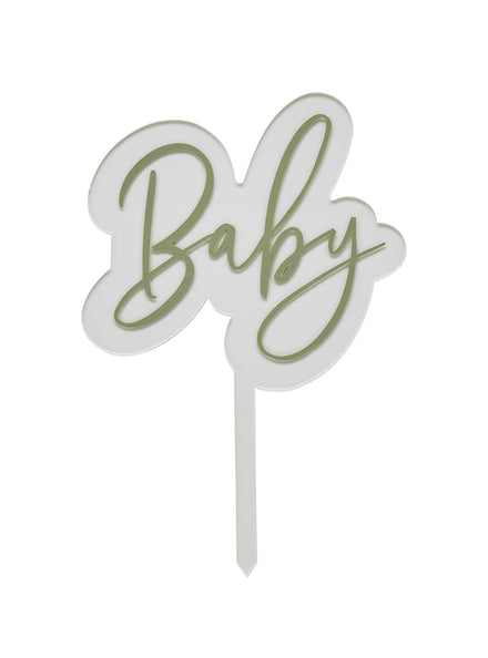 Baby Shower 20cm Sage Green Cake Topper — Main Image