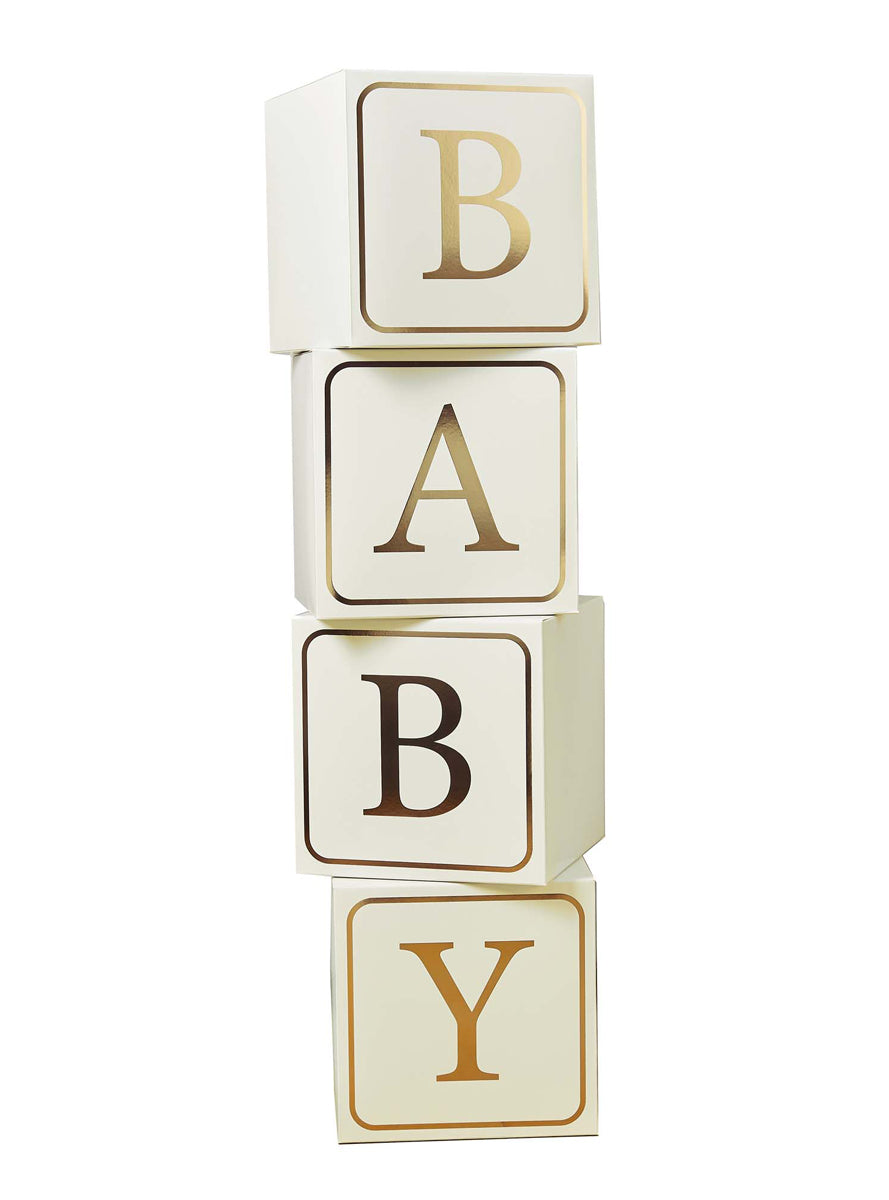 Baby Shower 4 Pack 23cm Gold Letter Blocks — Main Image