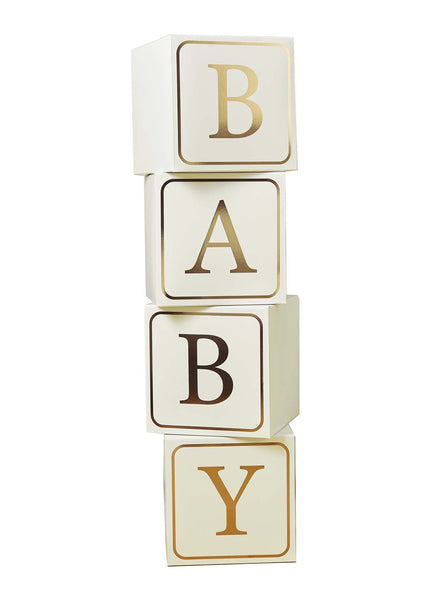 Baby Shower 4 Pack 23cm Gold Letter Blocks — Main Image