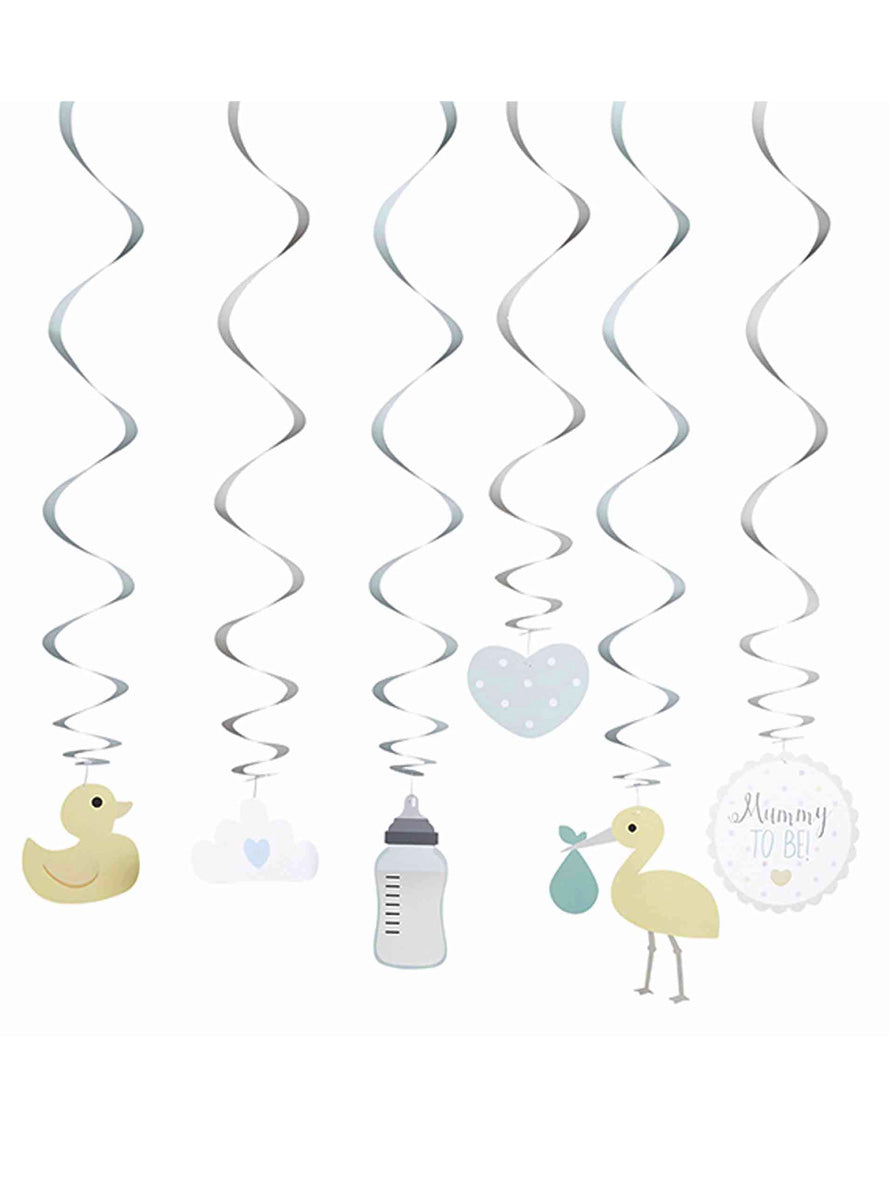 Baby Shower 6 Pack Hanging Swirl Decorations - Main Image