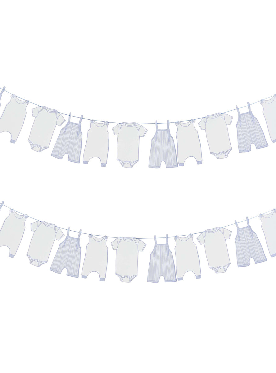 Baby Shower Blue 250cm Long Onesie Garland — Main Image