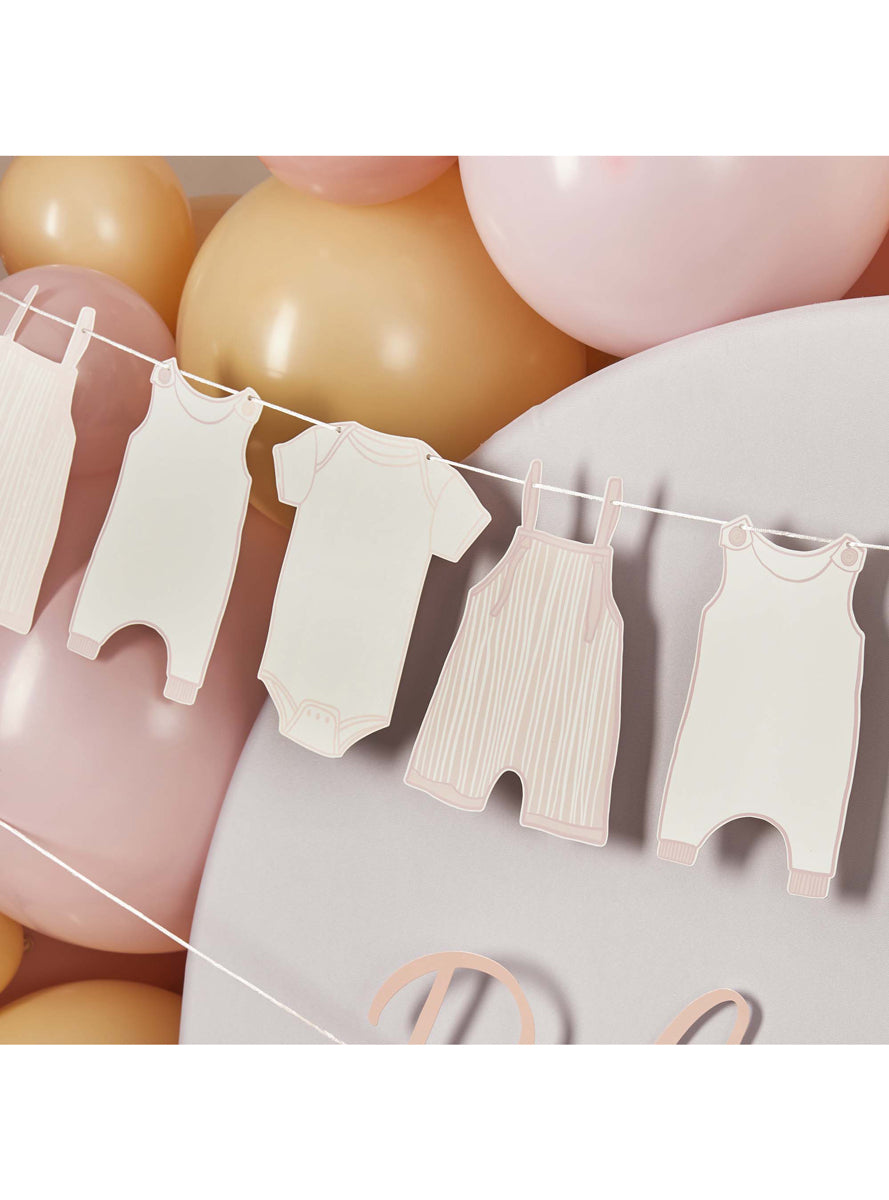 Baby Shower Pink 250cm Long Onesie Garland — Close Image