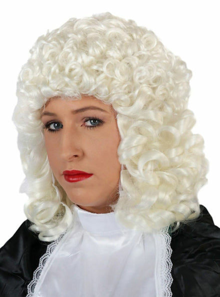 Womens Curly Blonde Barrister Lawyer Costume Wig