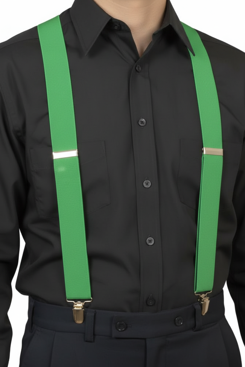 Adults Green Basic Costume Suspenders - main image
