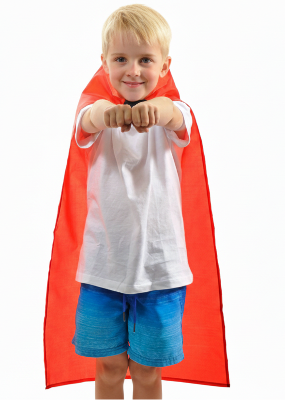 Energetic Red Kids Sports Day Costume Cape - main image