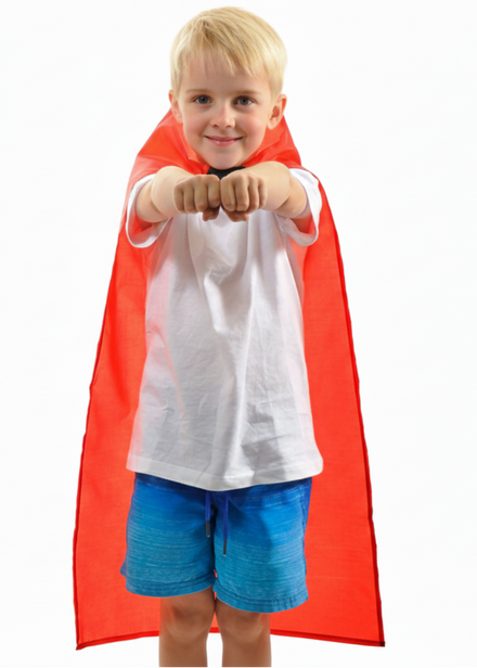 Energetic Red Kids Sports Day Costume Cape - main image