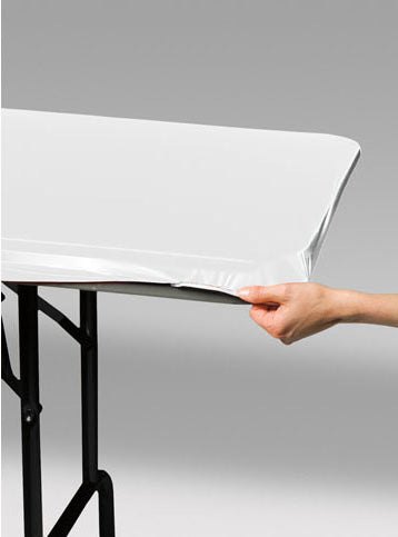 Basic White Plastic 182cm Stayput Table Cover – Main Image