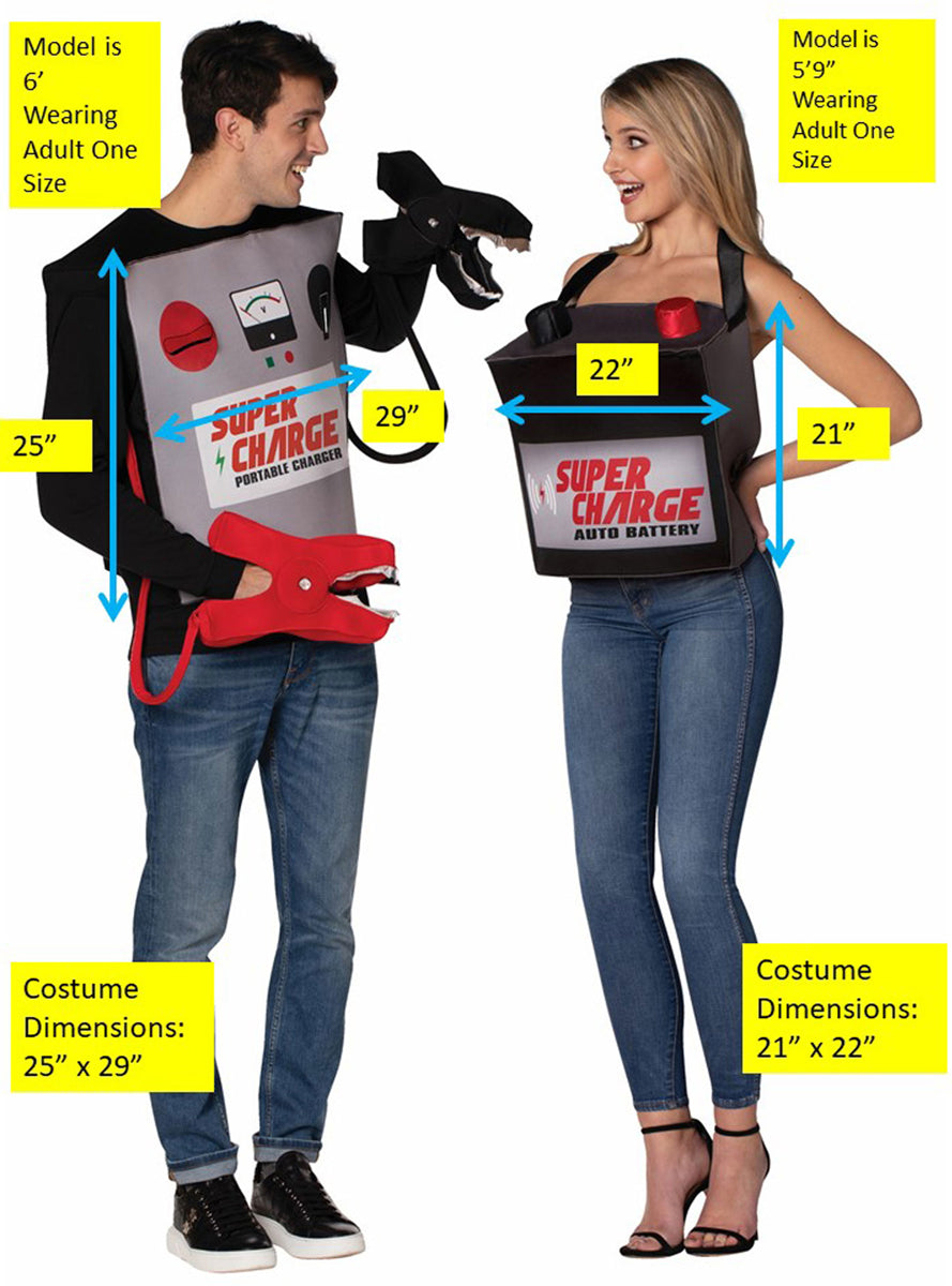 Battery and Jumper Cables Novelty Couples Costume - Details Image