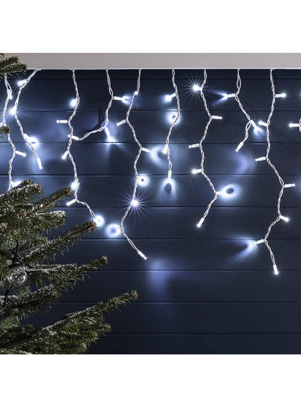 Battery Operated 12m Cool White Icicle String Lights - Main Image