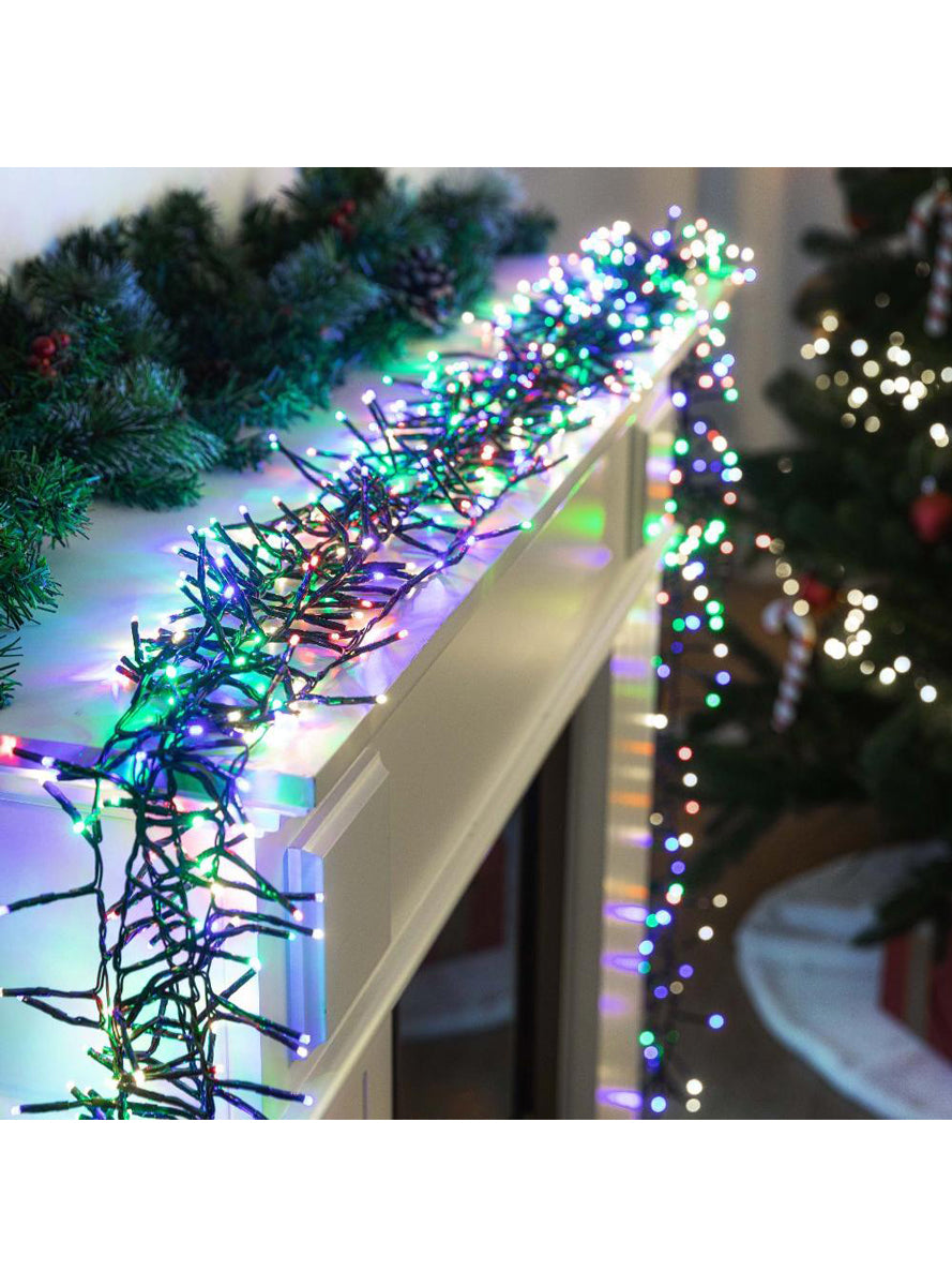Battery Operated 200 Bulb Multicolour Cluster Christmas Lights - Main Image