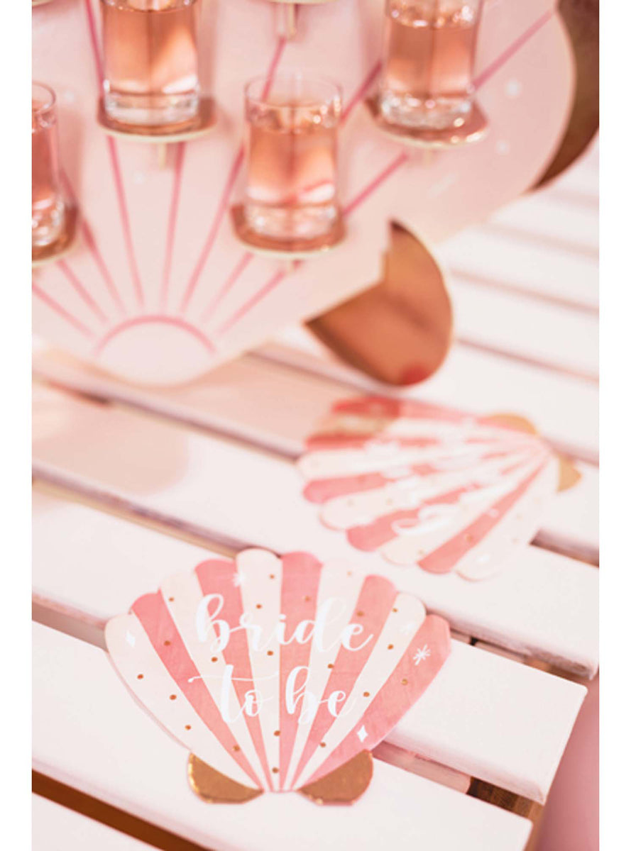 Beach Party 20 Pack Bride To Be Seashell Napkins — Lifestyle Image 1