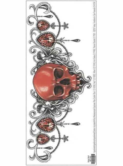 Beauty Bones Ruby Skull Temporary Tattoo - Alternative Image