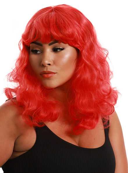 Bella Womens Red Curly Wig With Fringe - Main Image