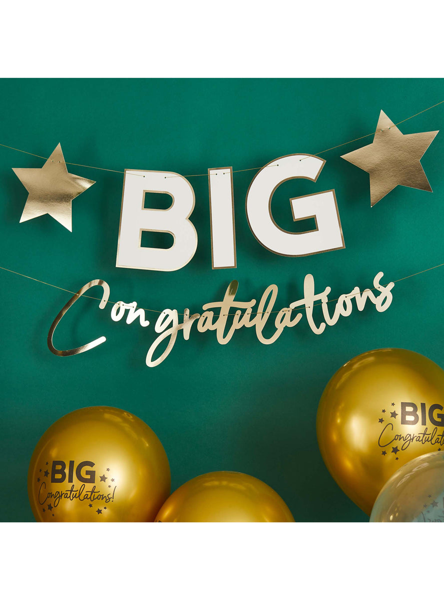 Big Congratulations 220cm Gold Banner — Lifestyle Image