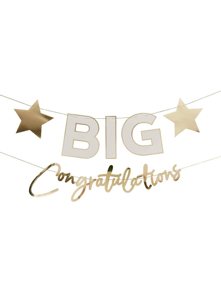 Big Congratulations 220cm Gold Banner — Main Image
