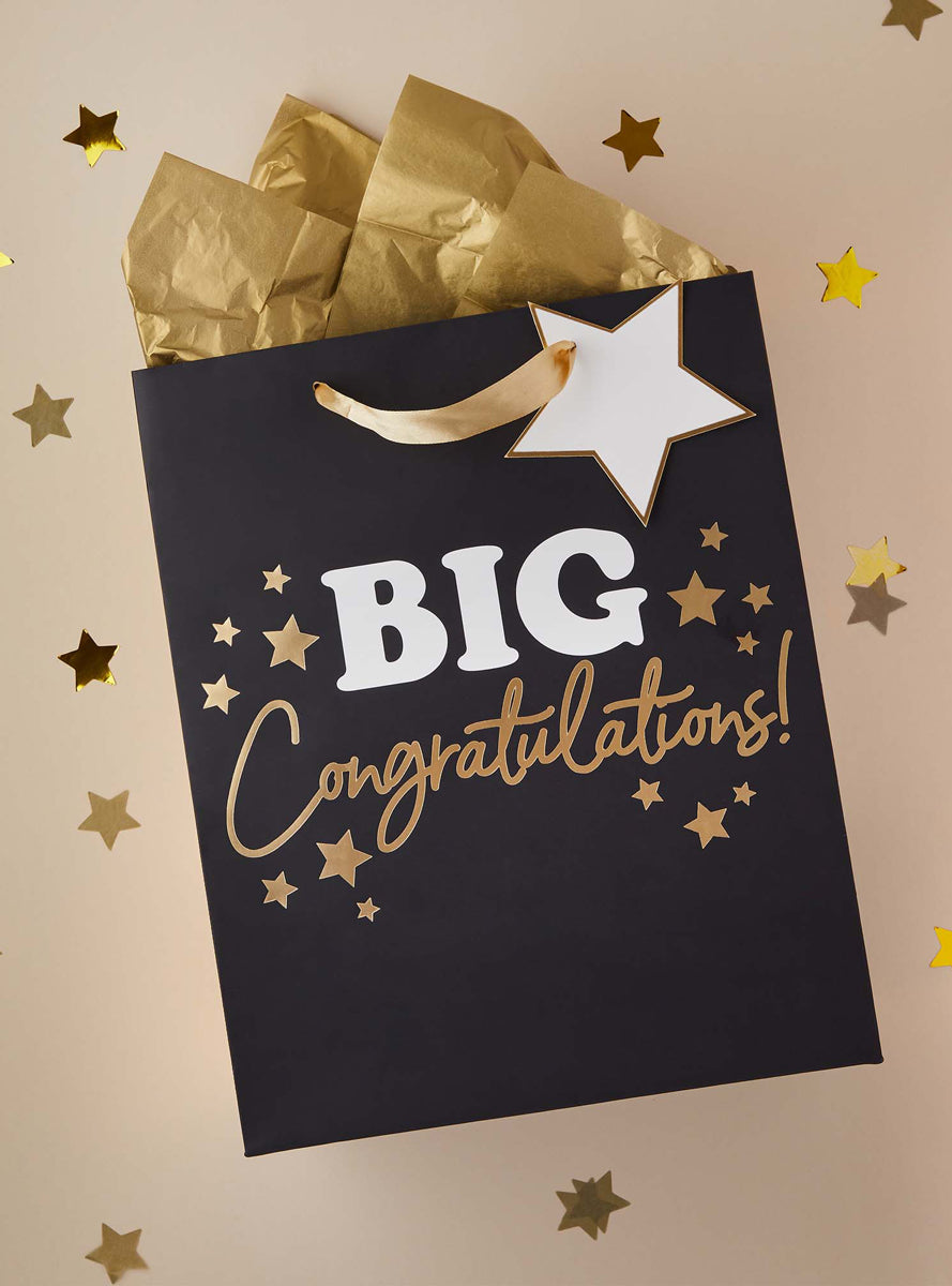Big Congratulations 33cm Black And Gold Gift Bag — Lifestyle Image 1