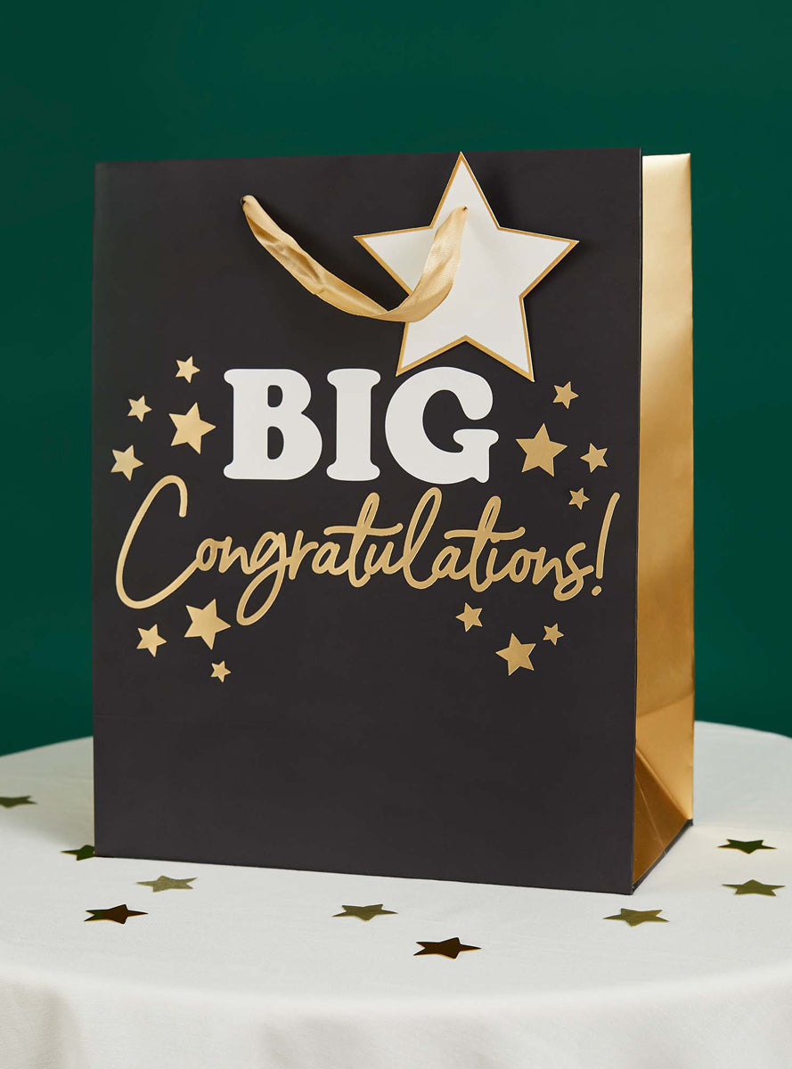 Big Congratulations 33cm Black And Gold Gift Bag — Lifestyle Image 2