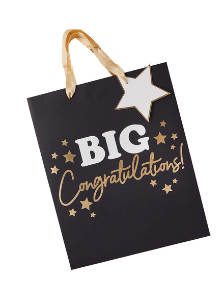 Big Congratulations 33cm Black And Gold Gift Bag — Main Image