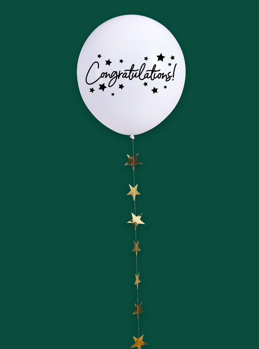 Big Congratulations 45cm Latex Balloon With Gold Star Tail — Lifestyle Image