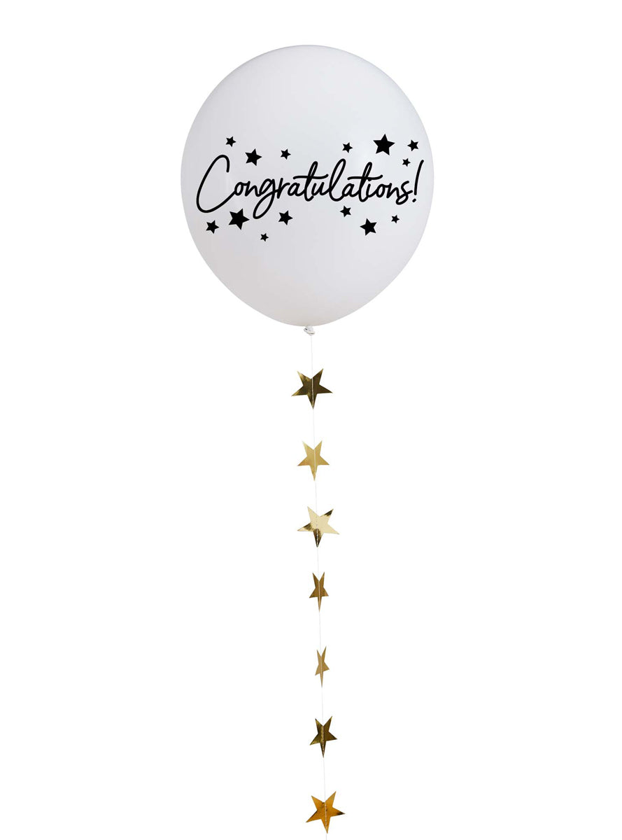 Big Congratulations 45cm Latex Balloon With Gold Star Tail — Main Image