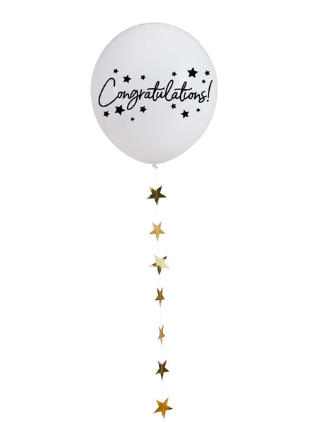 Big Congratulations 45cm Latex Balloon With Gold Star Tail — Main Image