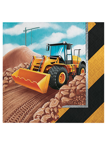 Big Dig Construction Party 16 Pack Beverage Napkins - Main Image