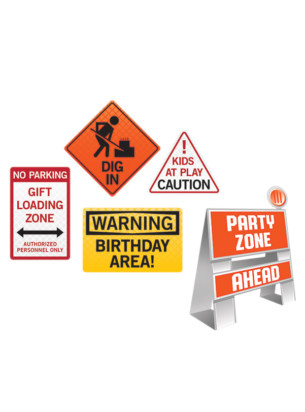 Big Dig Construction Party 5 Piece Sign and Easel Decoration Kit - Main Image