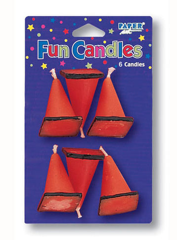 Big Dig Construction Party 6 Pack Traffic Cone Birthday Candles - Main Image