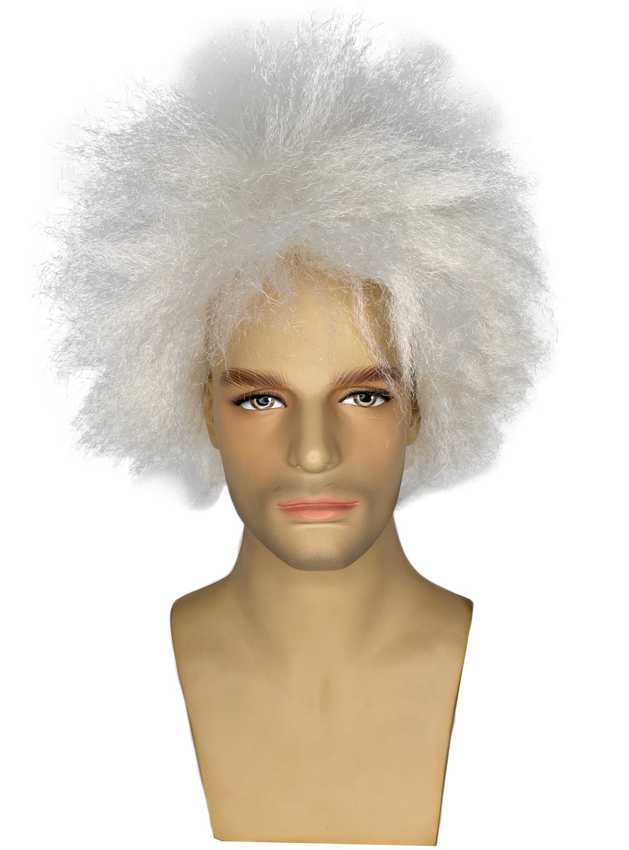 White Frizzy Mens Mad Scientist Costume Wig - Main Image
