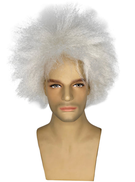 White Frizzy Mens Mad Scientist Costume Wig - Main Image