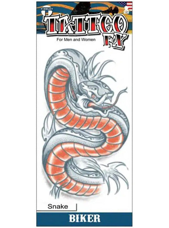 Biker Snake Temporary Tattoo - Main Image