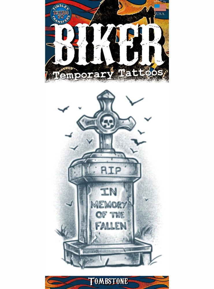 Biker Tombstone Temporary Tattoo - Main Image