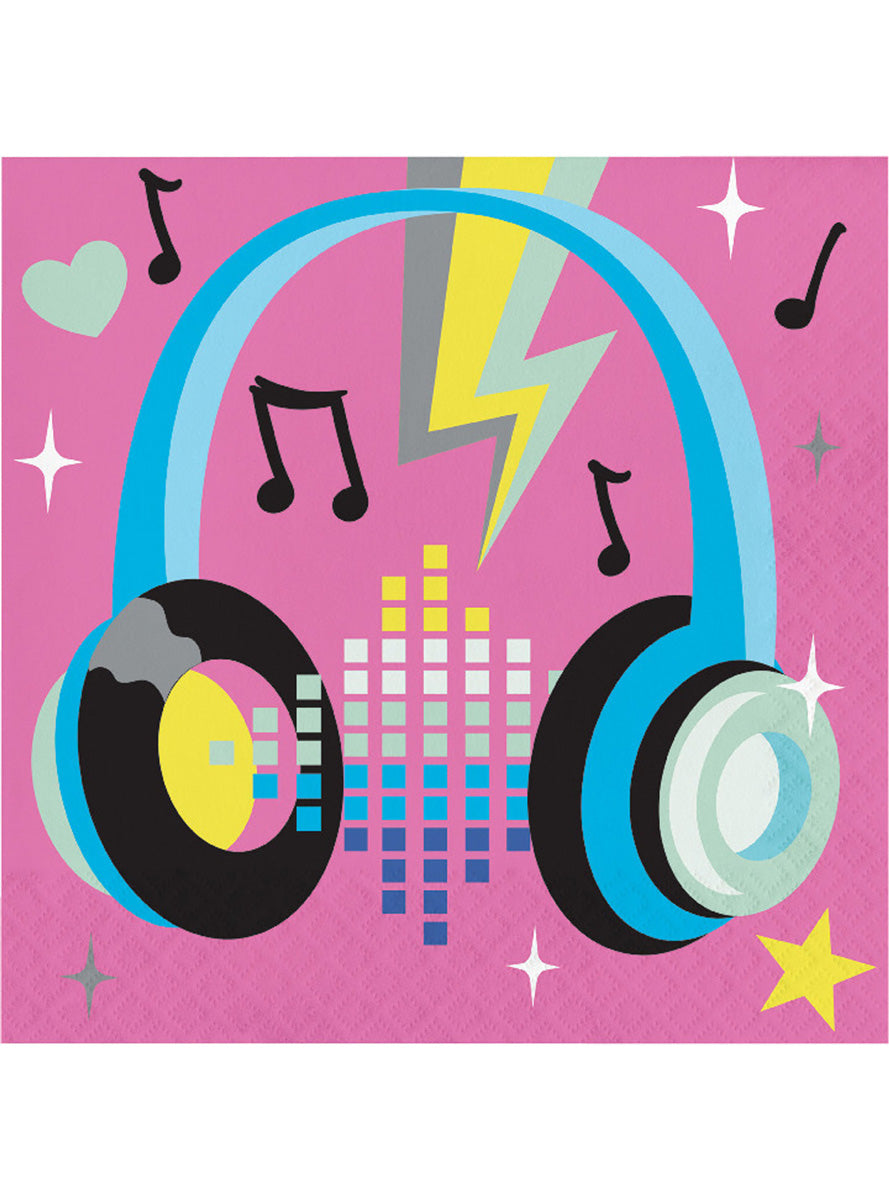 Birthday Beats 16 Pack Pink Lunch Napkins – Main Image