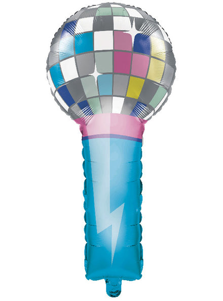 Birthday Beats Disco Party Microphone Shaped 83cm Foil Balloon – Main Image