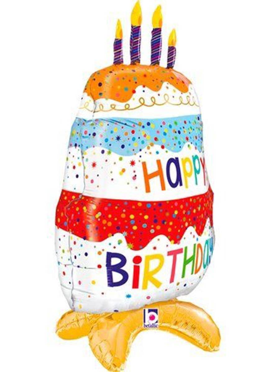 Image of Happy Birthday 74cm Air Filled Standing Foil Balloon - side