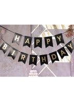 Image of Black and Gold Foil Happy Birthday Banner