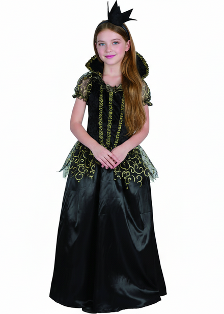 Black and Gold Evil Queen Costume for Girls - main image